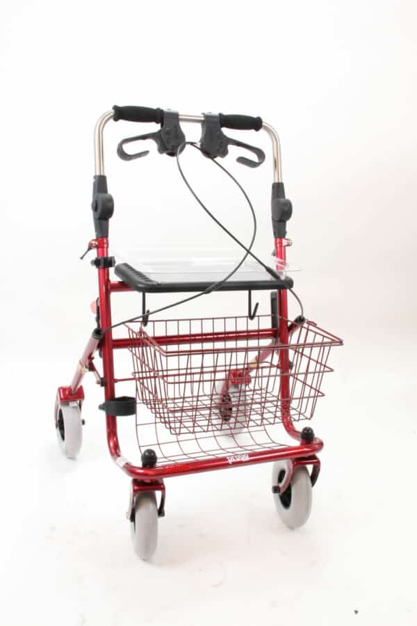 Rollator met opvouwbare duwbeugel eenhandige rem
